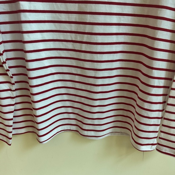 Lily Coco Red White Stripe Boat Neck Long Sleeve Cotton Womens Size L T Shirt - Picture 6 of 14